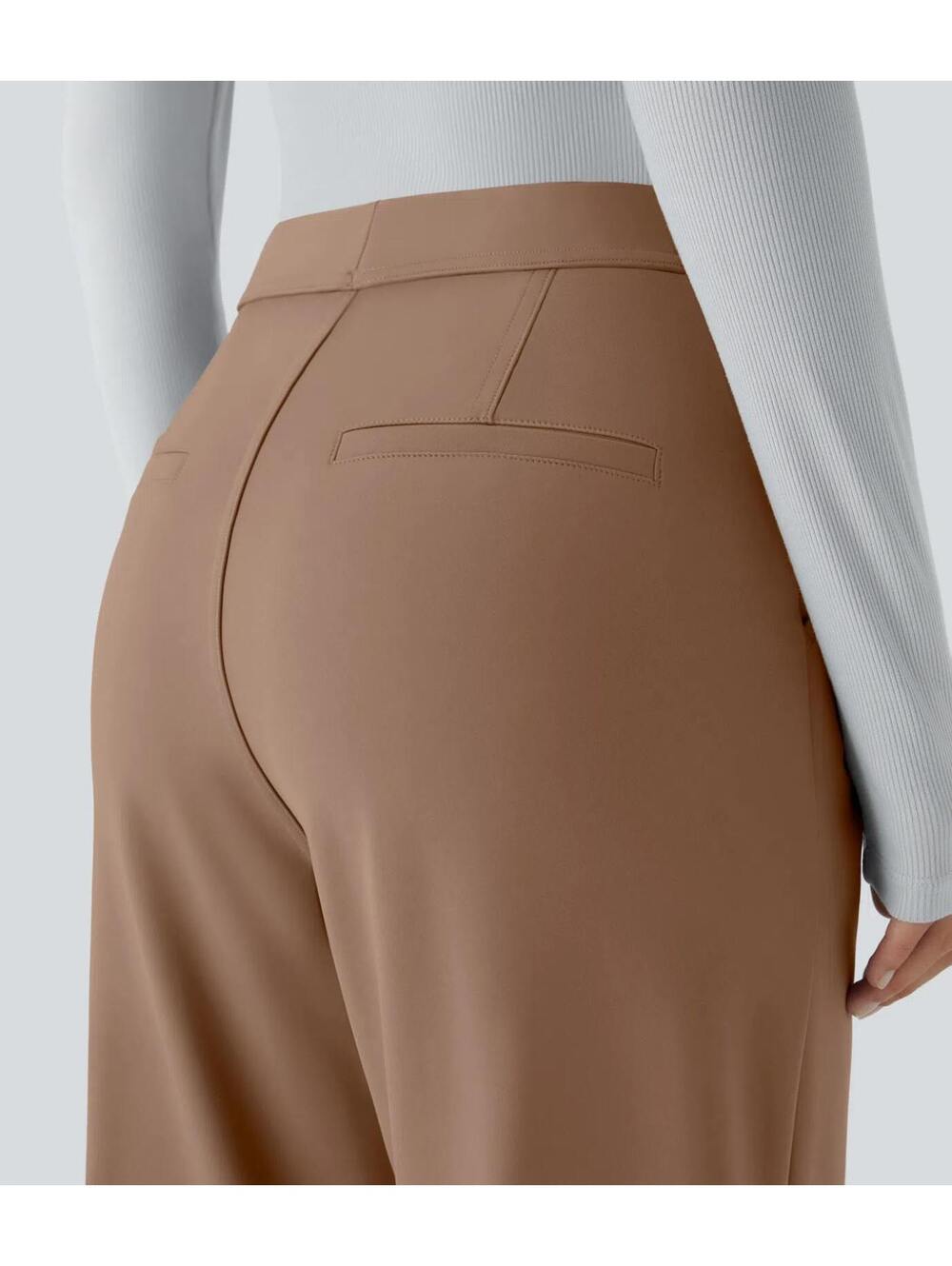 Halara Flex DayStretch High Waisted Pocket Work Flare Pants Burro Size Small - Picture 8 of 9
